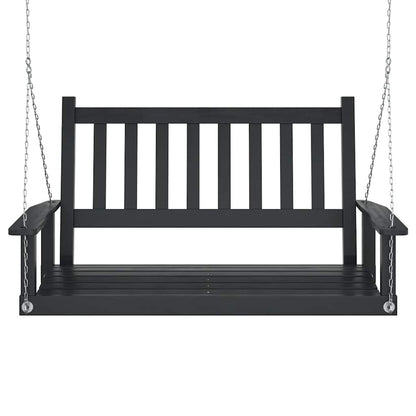 vidaXL Garden Swing Bench with Metal Chains Black Solid Wood Fir
