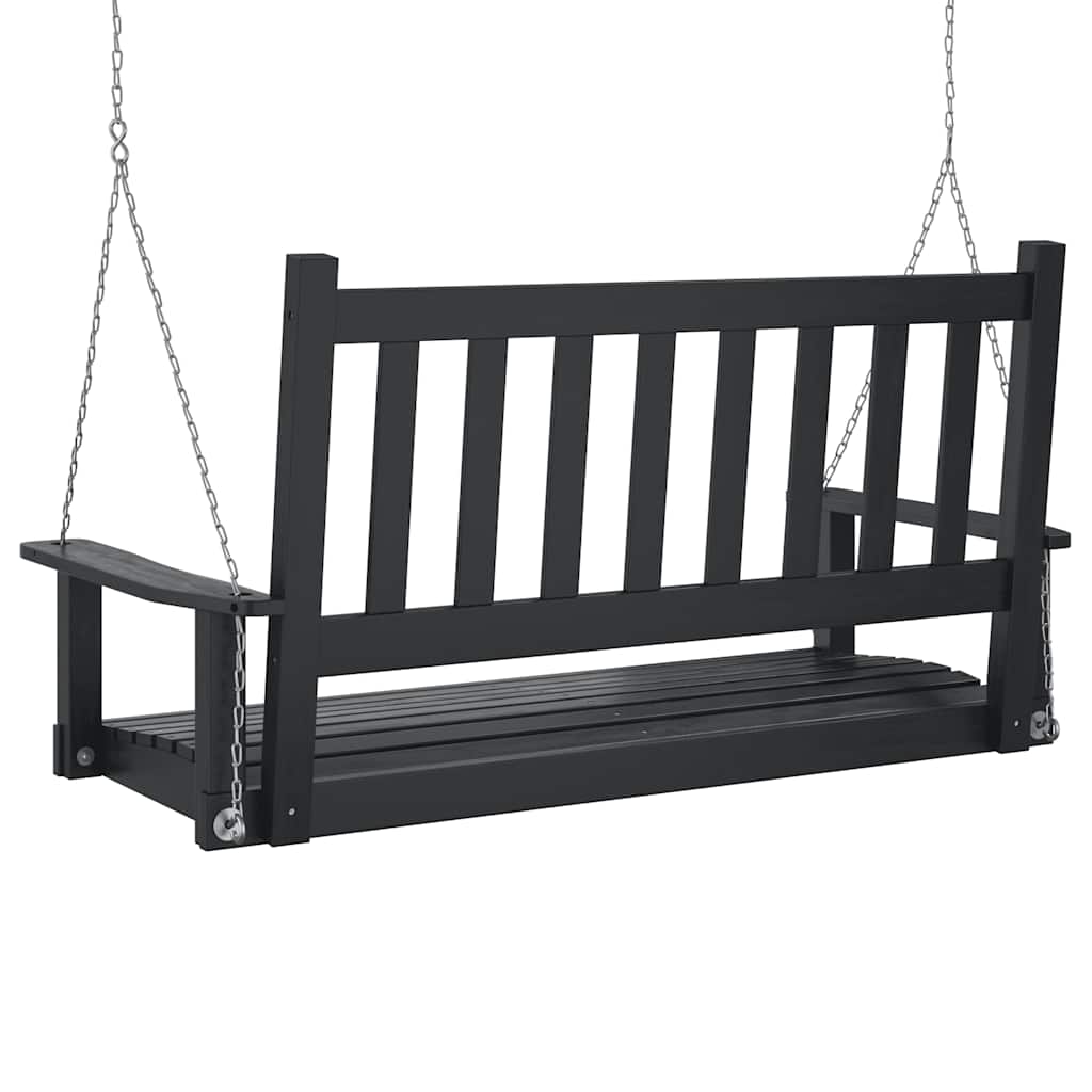 vidaXL Garden Swing Bench with Metal Chains Black Solid Wood Fir