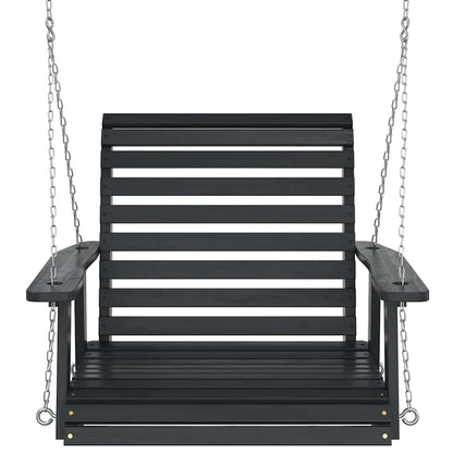 vidaXL Garden Swing Chair with Metal Chains Black Solid Wood Fir