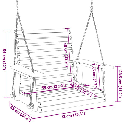 vidaXL Garden Swing Chair with Metal Chains Black Solid Wood Fir