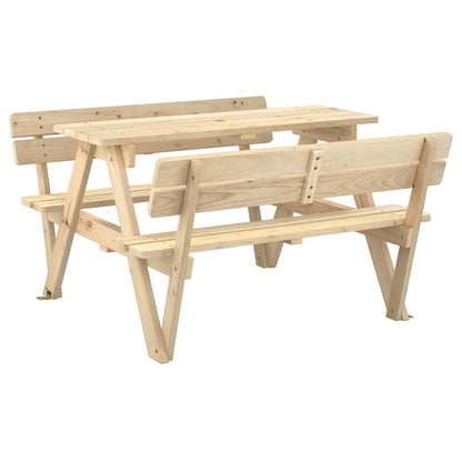 vidaXL Picnic Table for 4 Kids with Umbrella Hole Solid Wood Fir