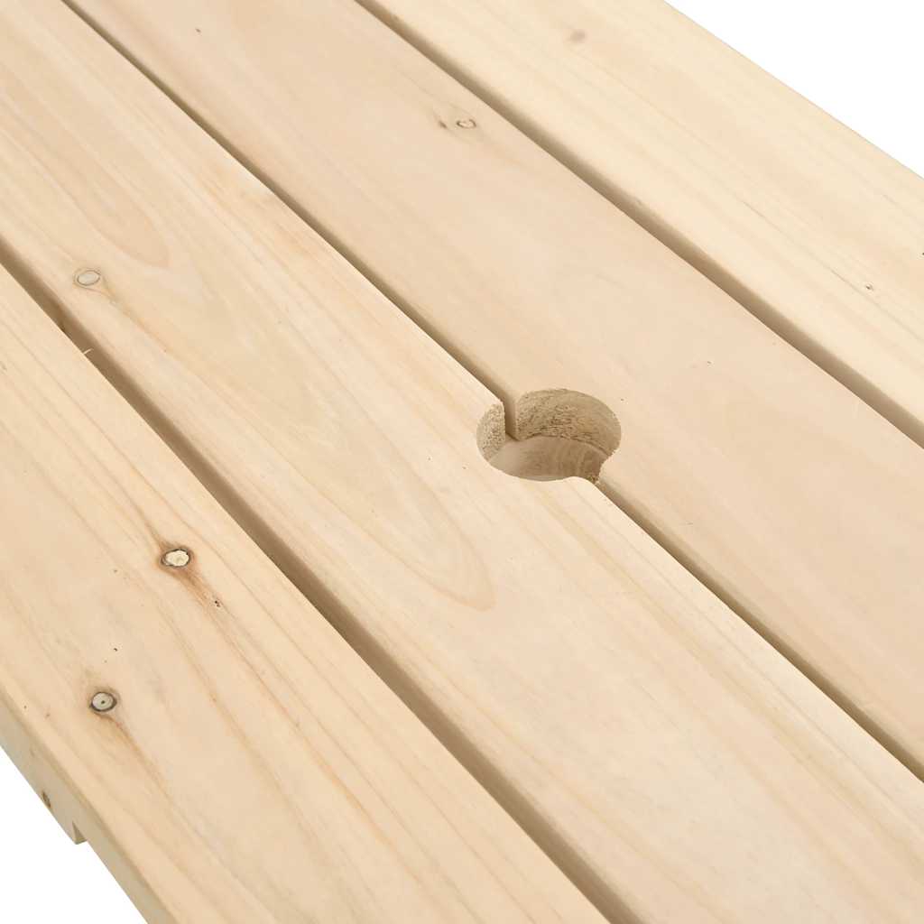 vidaXL Picnic Table for 4 Kids with Umbrella Hole Solid Wood Fir
