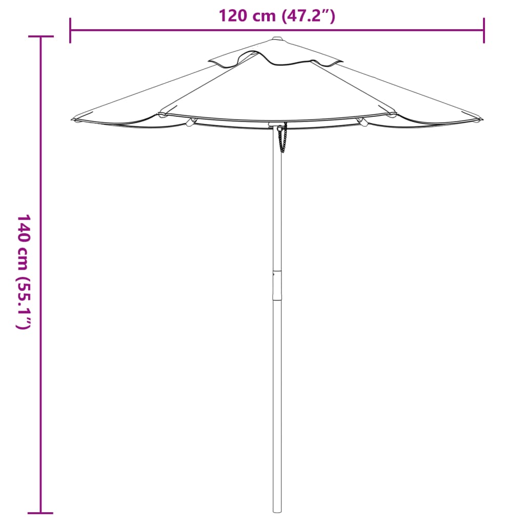 vidaXL Garden Umbrella for Kids with Wooden Pole Ø120x140 cm