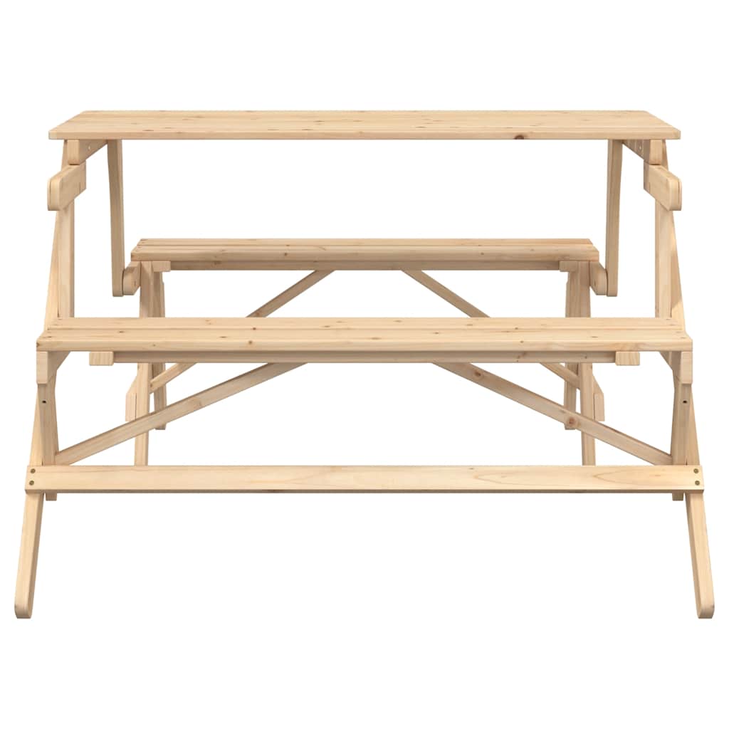 vidaXL Picnic Table with Benches Solid Wood Fir 2-in-1 Convertible