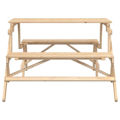 vidaXL Picnic Table with Benches Solid Wood Fir 2-in-1 Convertible