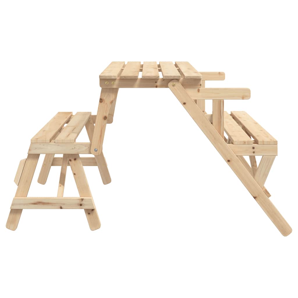 vidaXL Picnic Table with Benches Solid Wood Fir 2-in-1 Convertible