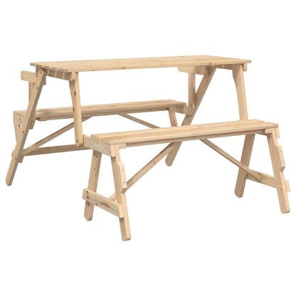vidaXL Picnic Table with Benches Solid Wood Fir 2-in-1 Convertible