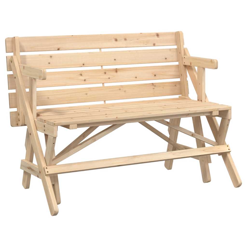 vidaXL Picnic Table with Benches Solid Wood Fir 2-in-1 Convertible