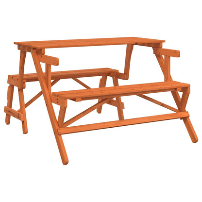 vidaXL Picnic Table with Benches Solid Wood Fir 2-in-1 Convertible