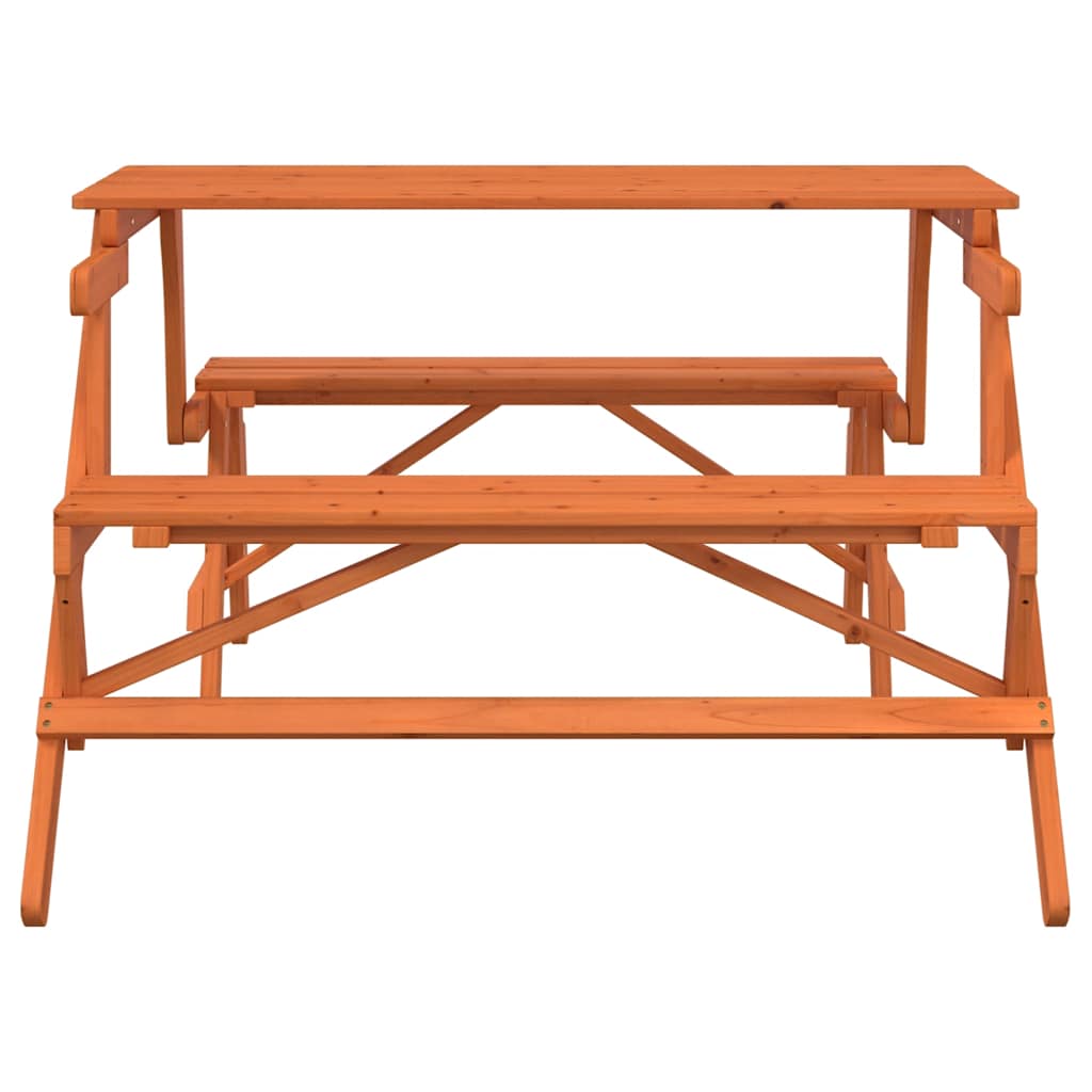 vidaXL Picnic Table with Benches Solid Wood Fir 2-in-1 Convertible