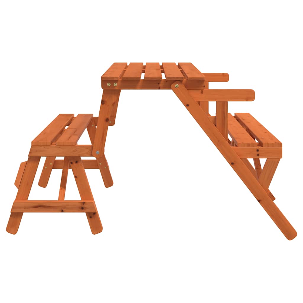 vidaXL Picnic Table with Benches Solid Wood Fir 2-in-1 Convertible