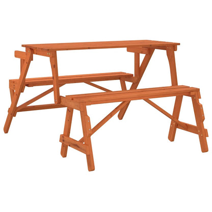 vidaXL Picnic Table with Benches Solid Wood Fir 2-in-1 Convertible