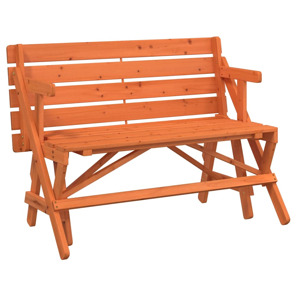 vidaXL Picnic Table with Benches Solid Wood Fir 2-in-1 Convertible