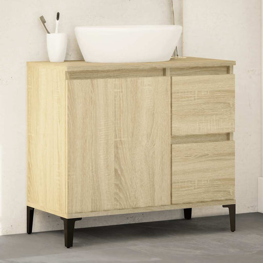 vidaXL Bathroom Cabinet | Sonoma oak | Engineered wood, metal | Medium