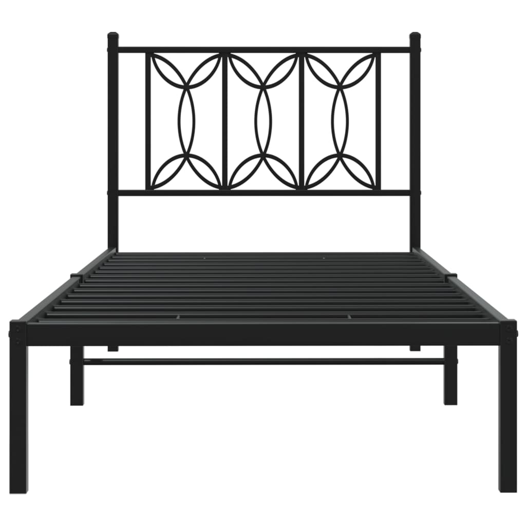 vidaXL Metal Bed Frame without Mattress with Headboard Black 75x190cm