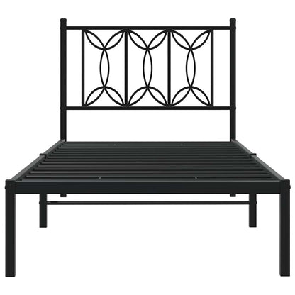 vidaXL Metal Bed Frame without Mattress with Headboard Black 90x190cm