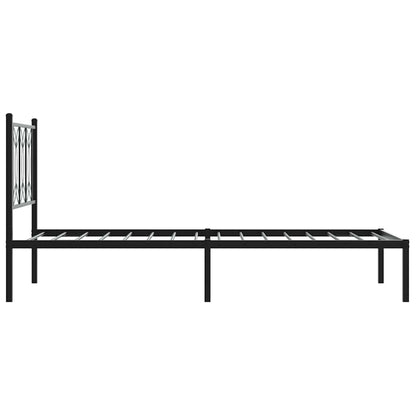 vidaXL Metal Bed Frame without Mattress with Headboard Black 90x190cm