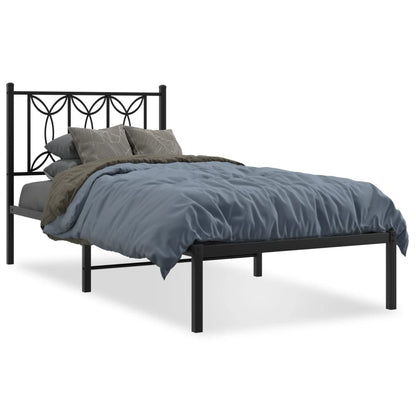 vidaXL Bed Frame | Black | Steel | Single | Bed Frame | Rectangular | Modern