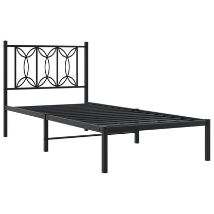 vidaXL Bed Frame | Black | Steel | Single | Bed Frame | Rectangular | Modern