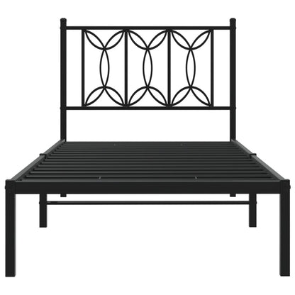 vidaXL Bed Frame | Black | Steel | Single | Bed Frame | Rectangular | Modern