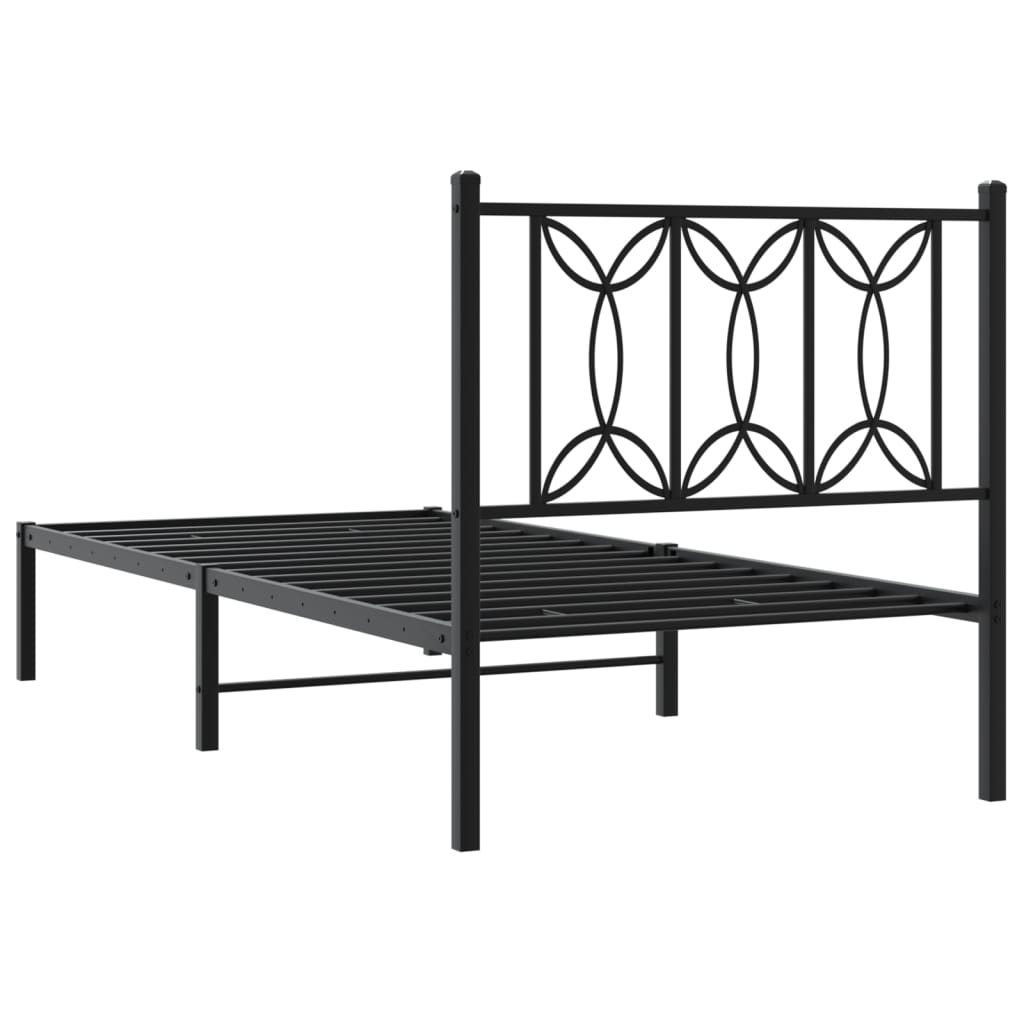 vidaXL Bed Frame | Black | Steel | Single | Bed Frame | Rectangular | Modern