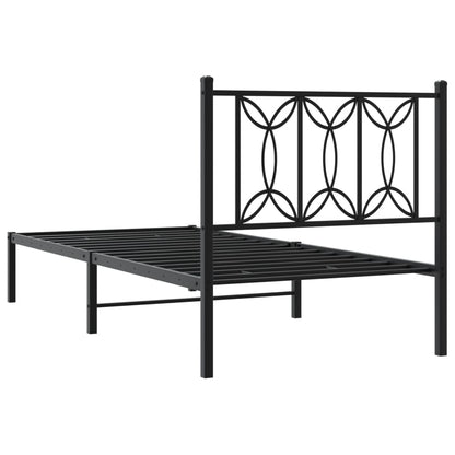 vidaXL Bed Frame | Black | Steel | Single | Bed Frame | Rectangular | Modern