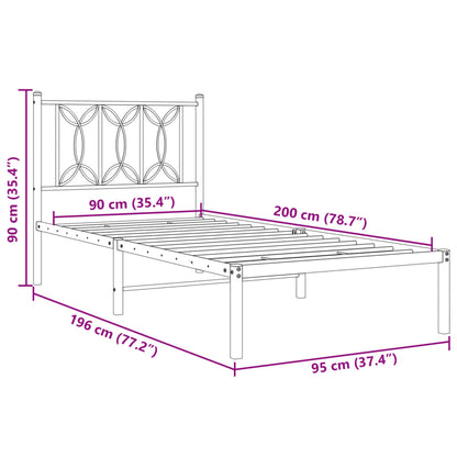 vidaXL Bed Frame | Black | Steel | Single | Bed Frame | Rectangular | Modern