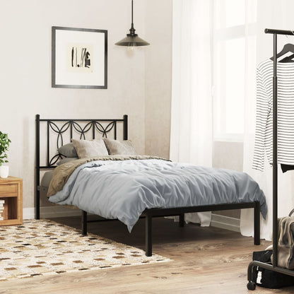vidaXL Bed Frame | Black | Steel | Single | Bed Frame | Rectangular | Modern