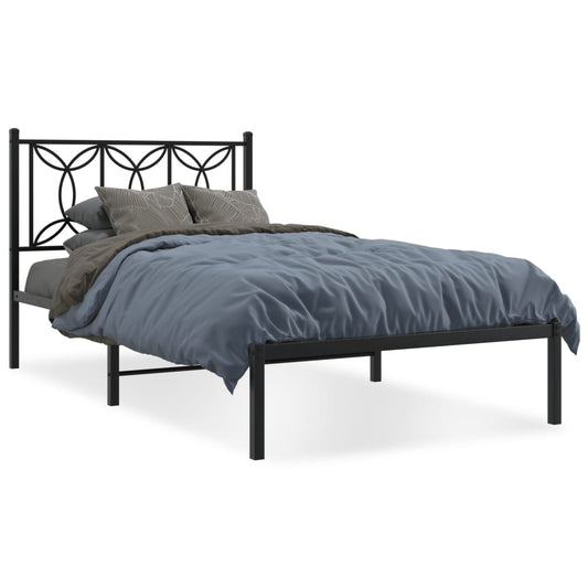 vidaXL Bed Frame | Black | Steel | Single | Bed Frame | Rectangular | Modern
