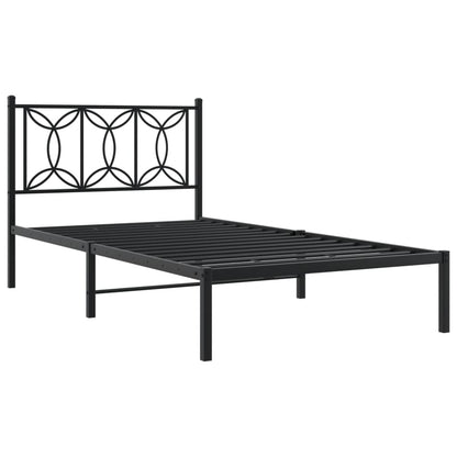 vidaXL Metal Bed Frame without Mattress with Headboard Black 100x200cm