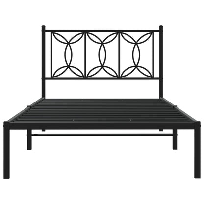 vidaXL Metal Bed Frame without Mattress with Headboard Black 100x200cm