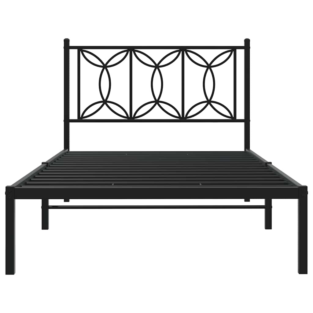 vidaXL Bed Frame | Black | Steel | Single | Bed Frame | Rectangular | Modern