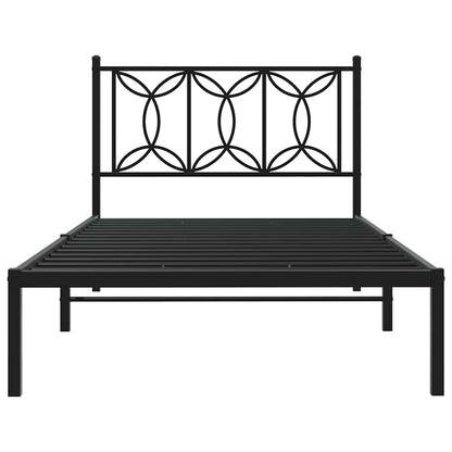 vidaXL Bed Frame | Black | Steel | Single | Bed Frame | Rectangular | Modern