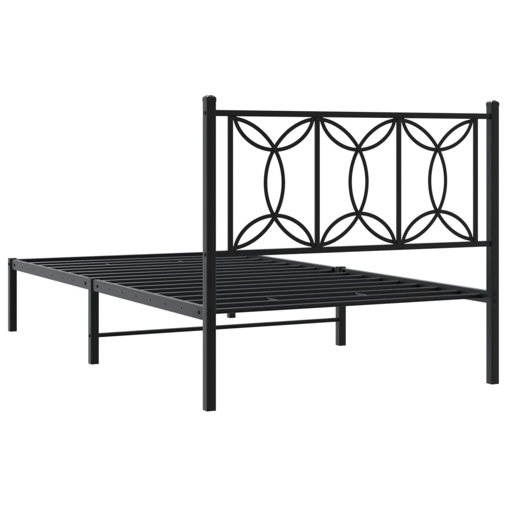 vidaXL Bed Frame | Black | Steel | Single | Bed Frame | Rectangular | Modern
