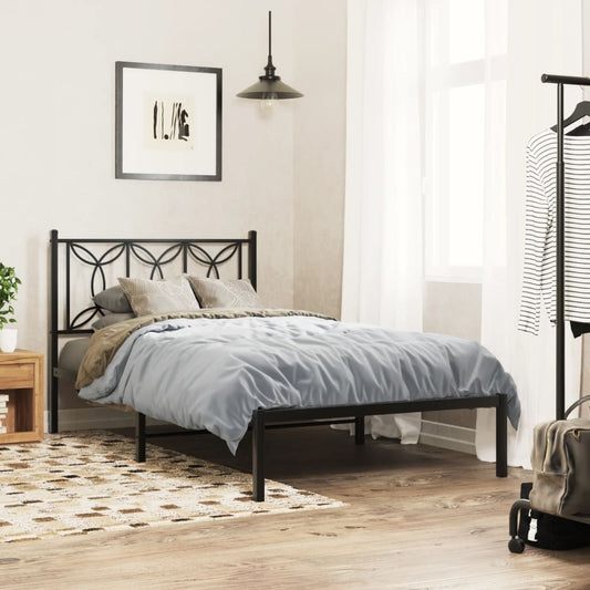 vidaXL Bed Frame | Black | Steel | Single | Bed Frame | Rectangular | Modern