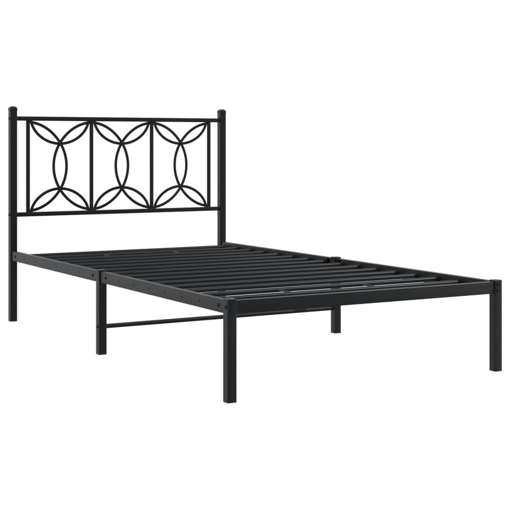 vidaXL Bed Frame | Black | Steel | Single | Rectangular | Modern | Durable