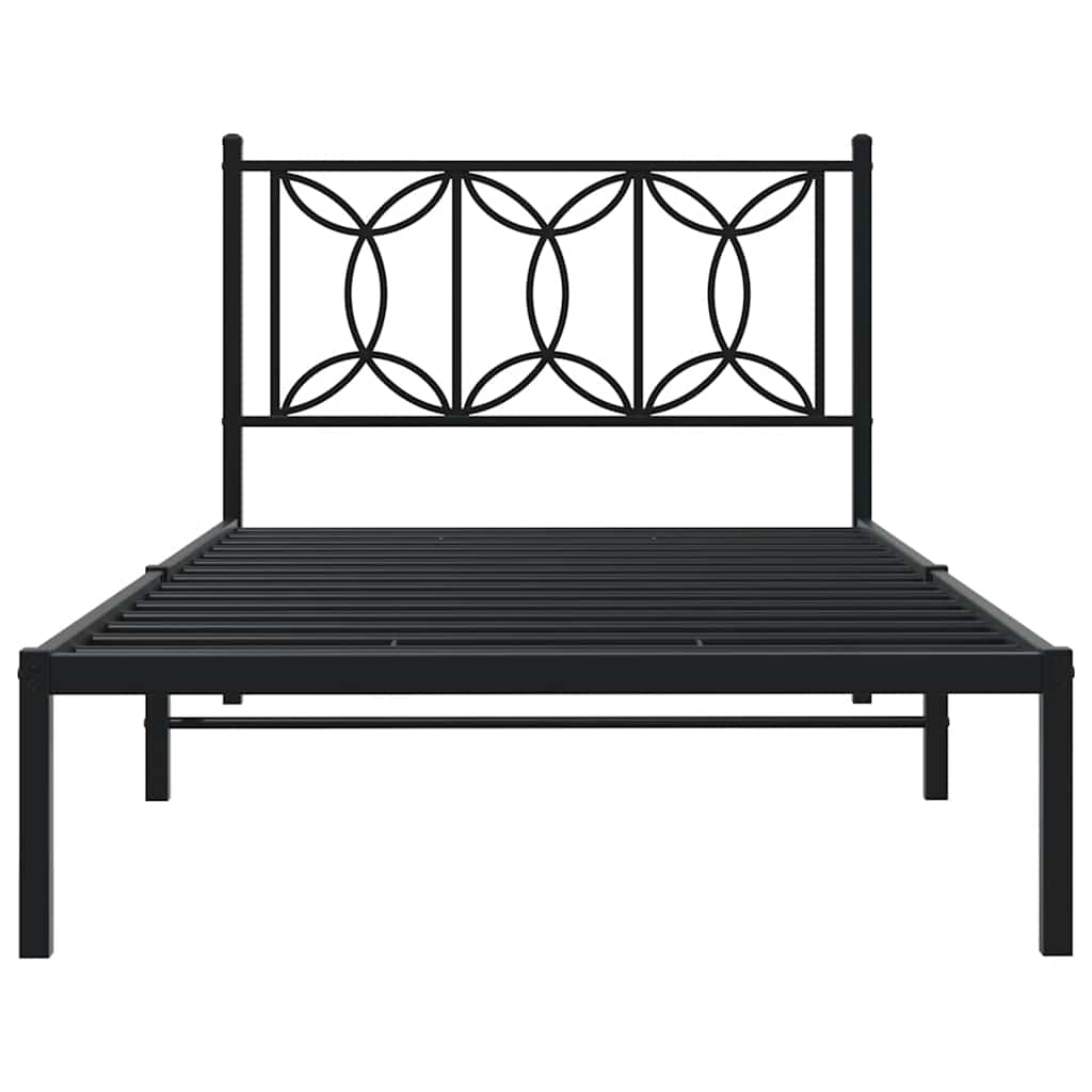 vidaXL Bed Frame | Black | Steel | Single | Rectangular | Modern | Durable