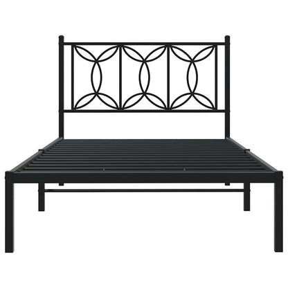 vidaXL Bed Frame | Black | Steel | Single | Rectangular | Modern | Durable