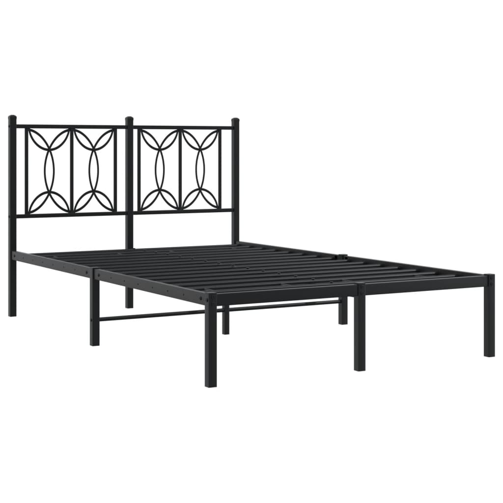 vidaXL Metal Bed Frame without Mattress with Headboard Black 120x190cm