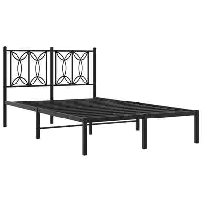 vidaXL Metal Bed Frame without Mattress with Headboard Black 120x190cm