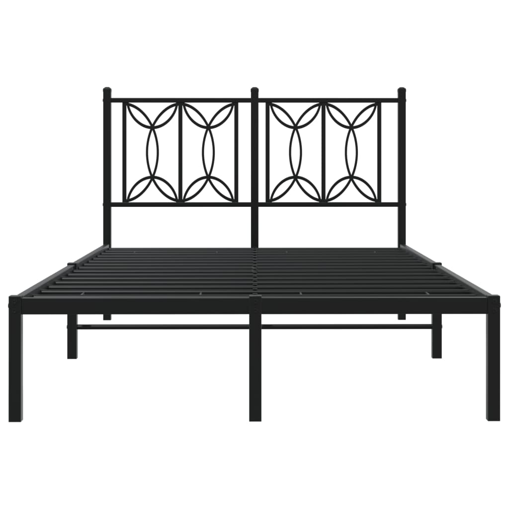 vidaXL Metal Bed Frame without Mattress with Headboard Black 120x190cm