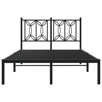 vidaXL Metal Bed Frame without Mattress with Headboard Black 120x190cm