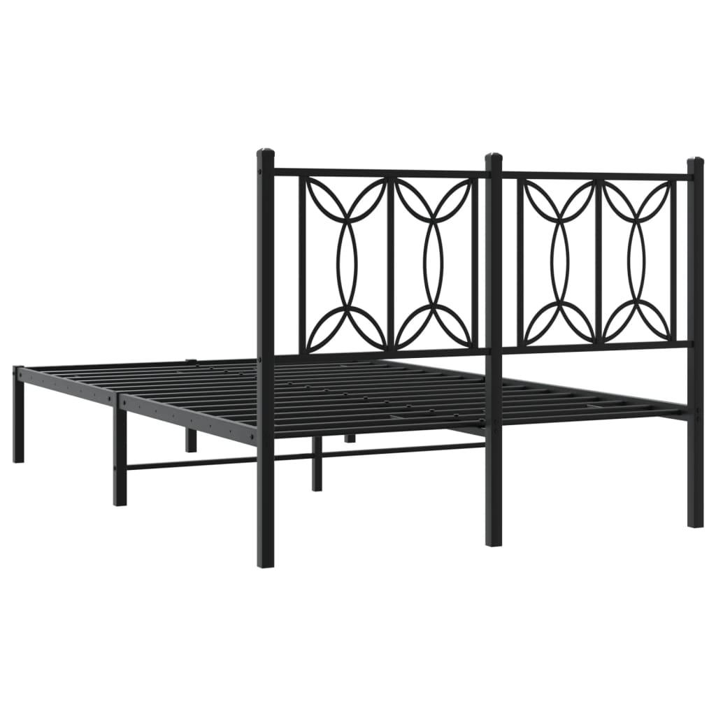 vidaXL Metal Bed Frame without Mattress with Headboard Black 120x190cm