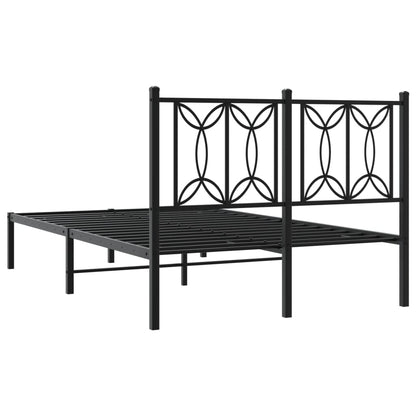 vidaXL Metal Bed Frame without Mattress with Headboard Black 120x190cm