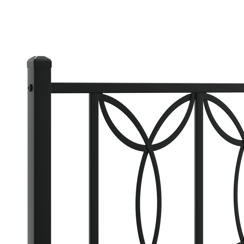 vidaXL Metal Bed Frame without Mattress with Headboard Black 120x190cm