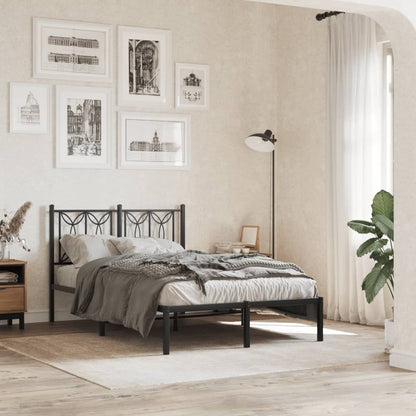 vidaXL Metal Bed Frame without Mattress with Headboard Black 120x190cm