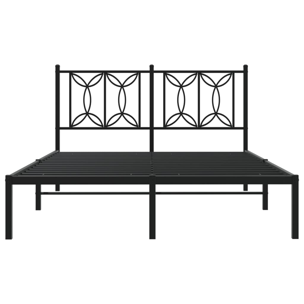 vidaXL Metal Bed Frame without Mattress with Headboard Black 135x190cm