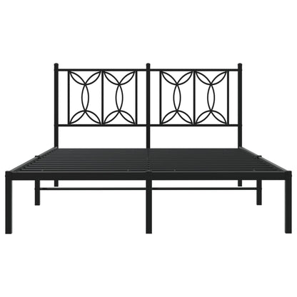 vidaXL Metal Bed Frame without Mattress with Headboard Black 135x190cm