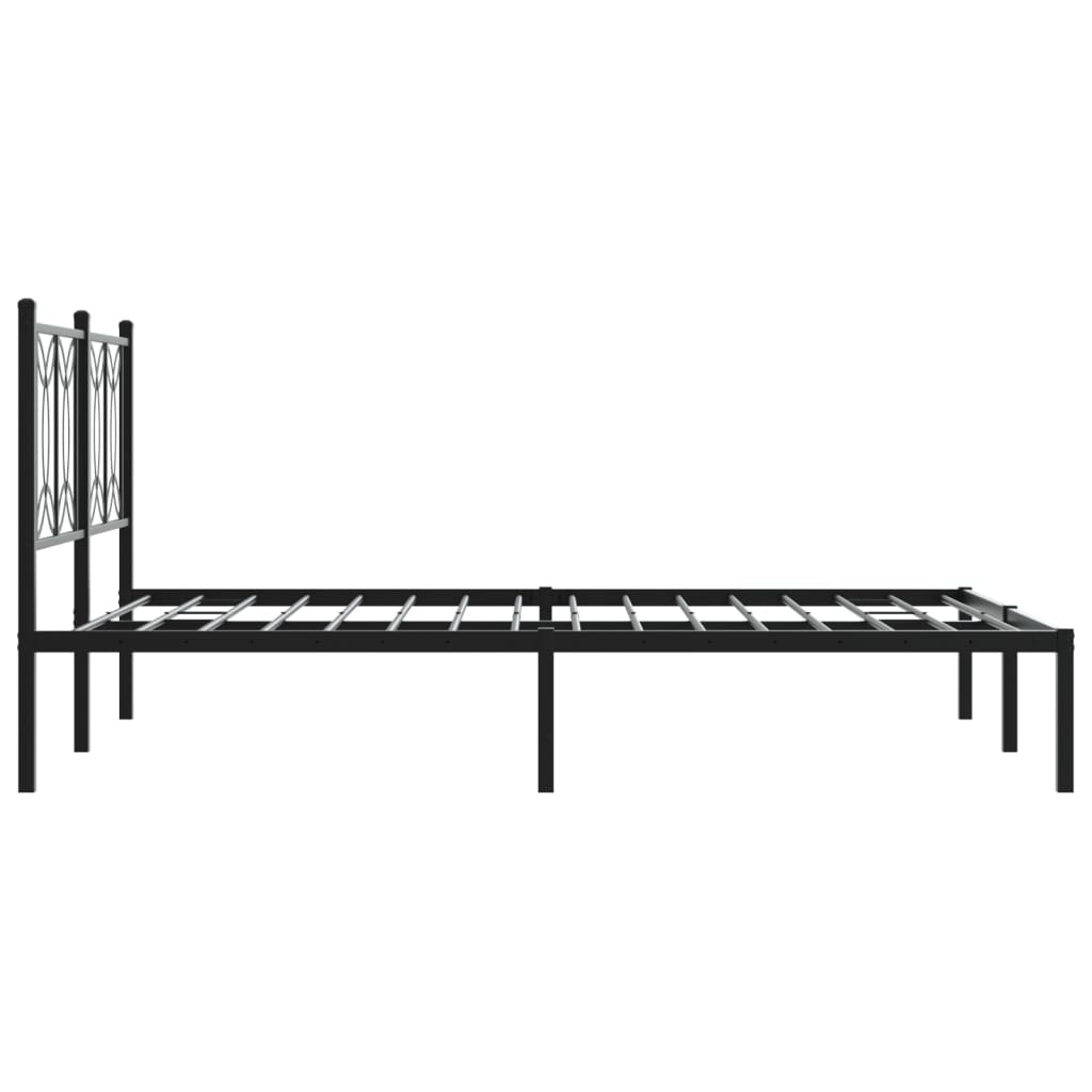 vidaXL Metal Bed Frame without Mattress with Headboard Black 135x190cm