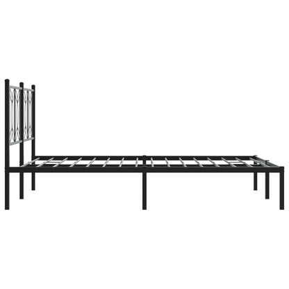 vidaXL Metal Bed Frame without Mattress with Headboard Black 135x190cm